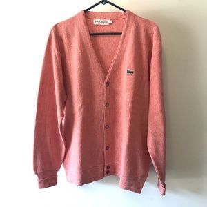 Vinage IZOD LaCoste Mens Cardigan Sweater Pink